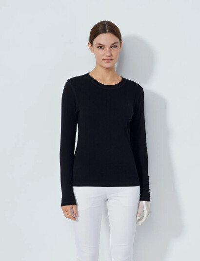 Daily Sports Ancona Ls Round Neck   Black   XS