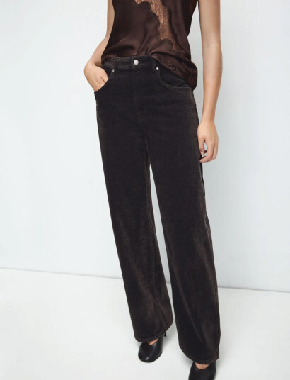 Mango Velvet Balloon Jeans Brown 36
