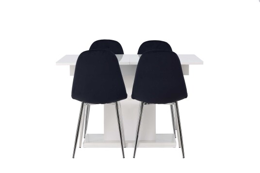 Venture Design Pluto & Polar spisegruppe Svart/hvit 4 stoler & bord 120 x 90 cm