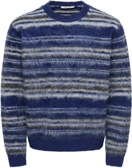 ONLY & SONS Onsaiden Rlx Ls Crew Knit   OCEAN CAVERN   XL