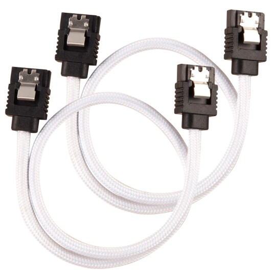CORSAIR Premium Sleeved SATA Data Cable Set with Straight Connectors_ White_ 30cm CORSAIR Premium Sleeved SATA Data Cable Set with Straight Connectors_ White_ 30cm