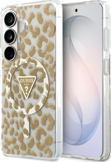 Guess IML MagSafe Mobildeksel Leopardmønster til Samsung Galaxy S26 - Brun