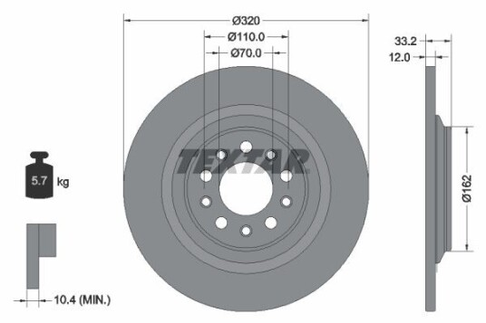 Bremseskive TEXTAR 92304103 Bremseskive TEXTAR 92304103