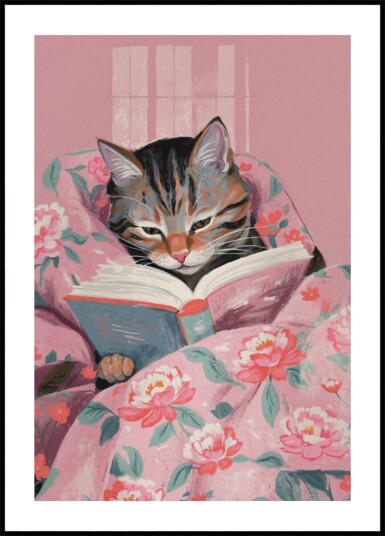 Cozy Cat Reading Plakat / 30x40