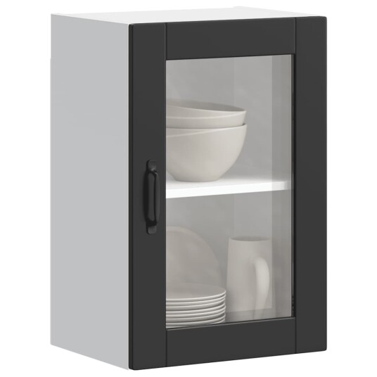  Veggmontert kjøkkenskap med glassdør Porto svart 8721158423542