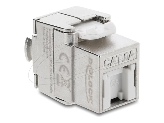 Delock Modulinnlegg Toolfree Cat 6A Skjermet Rj 45 Lsa Sølv/Hvit 90706