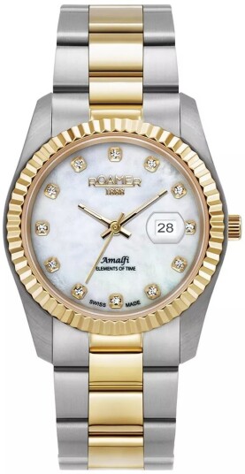 Roamer Monza Dameklokke 852844 47 89 20 Amalfi Hvit/Gulltonet stål
