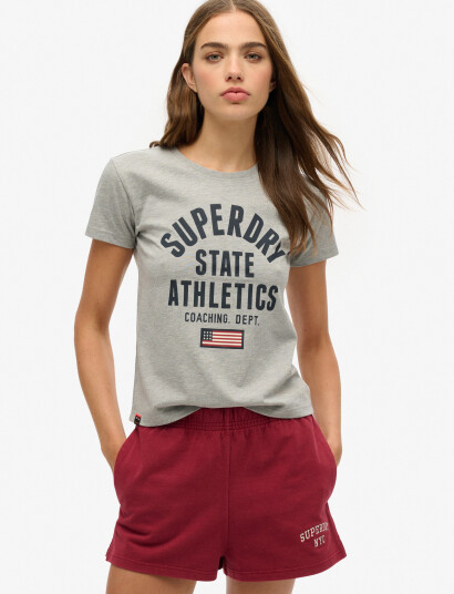 Superdry Ath Graphic Fitted Tee - Grey - 38 Superdry Ath Graphic Fitted Tee - Grey - 38