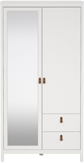 Madrid garderobeskap 199x103x59cm 1 dør 1 speildør 2 skuffer hvit.