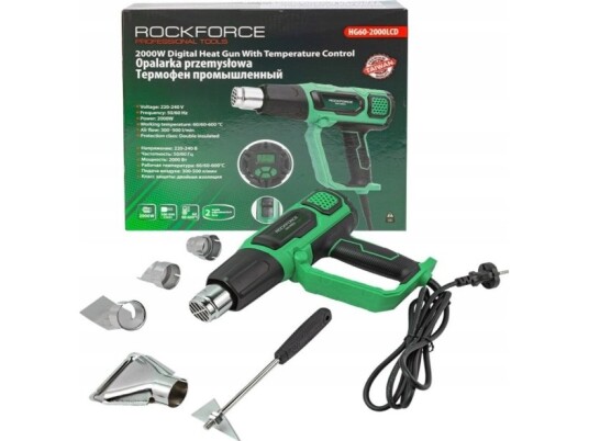 Rockforce Elektrisk Varmepistol Med Dyser 230V 2000W 60 600 Grader