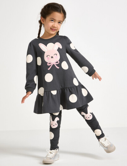 Lindex Leggings Br Aop Knee Applique Grey 98