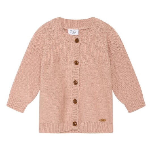 Hust and Claire Cardigan Ull Ribbestrikket Rose Cloud 98