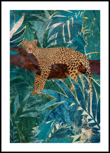 Teal Jungle Leopard Plakat / 30x40