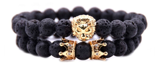 Auxere Lion Crown Double Row Armbånd Stein KXD0206 - Herre Auxere Lion Crown Double Row Armbånd Stein KXD0206 - Herre