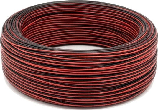 100m Kabel rød/sort 2x0,35mm² 12V 24V til LED strip