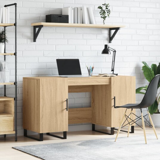 vidaXL Skrivebord sonoma eik 140x50x75 cm konstruert tre vidaXL Skrivebord sonoma eik 140x50x75 cm konstruert tre