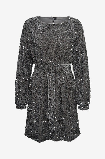 Vero Moda Plajettkjole vmBella LS Boatneck Short Dress Jrs Grå Vero Moda Plajettkjole vmBella LS Boatneck Short Dress Jrs Grå
