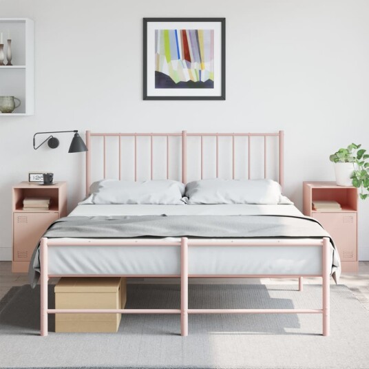  Nattbord 2 stk rosa 34,5x39x62 cm stål 841766