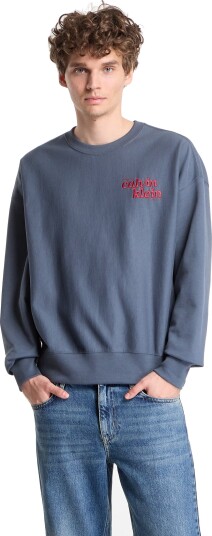 Calvin Klein Jeans Ls Premium Terry Grph Crewneck   Blue   L