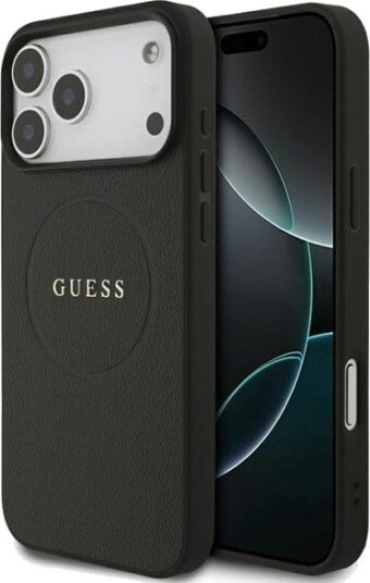 GUESS Grained Ring MagSafe case for iPhone 17 Pro Max - black