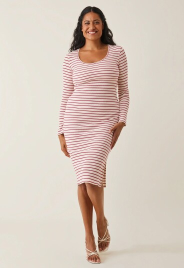 Boob Signe midi Kjole Stripe White/Red L Boob Signe midi Kjole Stripe White/Red L