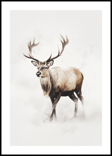 Reindeer In Snow Plakat Plakat / 50x70cm