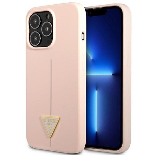 Guess Iphone 13 Pro Max Deksel Silicone Line Triangle Rosa