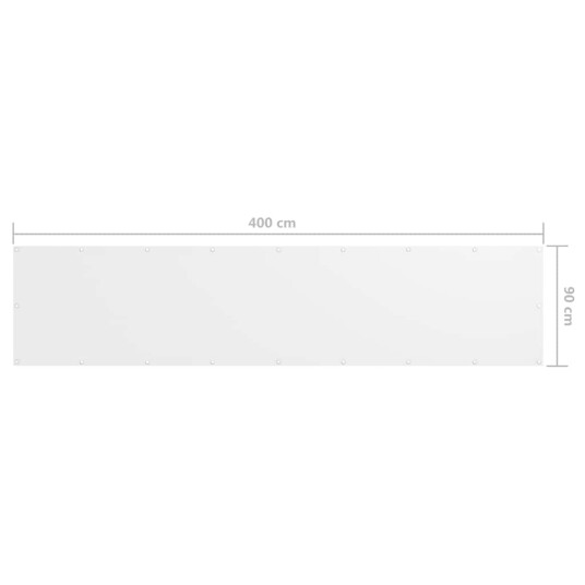 vidaXL Balkongskjerm hvit 90x400 cm oxfordstoff