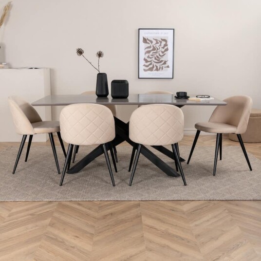Venture Home Spisegruppe Venture Home med Piata Spisebord og 6 Valentina Stitcthes Spisestoler GR22516