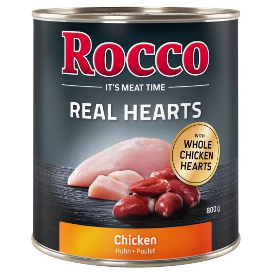 Rocco Real Hearts 6 X 800 G Kylling Med Hele Kyllinghjerter