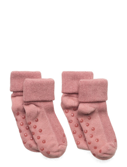 Minymo Baby Rib Sock W. Abs (2-Pack) Pink 15\18 Minymo Baby Rib Sock W. Abs (2-Pack) Pink 15\18