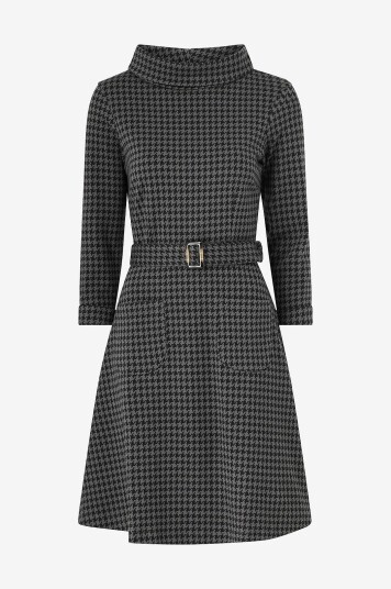 Jumperfabriken Kjole Kim Houndstooth Dress Grå Jumperfabriken Kjole Kim Houndstooth Dress Grå
