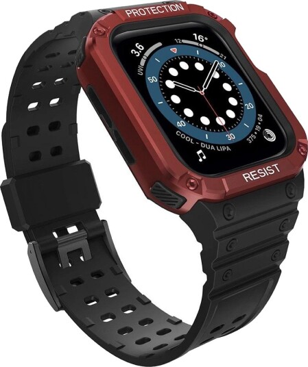 Hurtel Protect Reim med Deksel til Apple Watch 38/40/41mm Svart/Rød