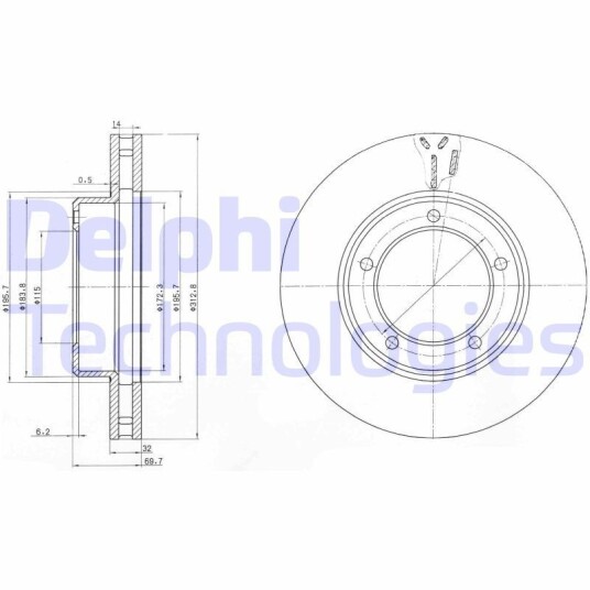 Bremseskive DELPHI BG3558 Bremseskive DELPHI BG3558