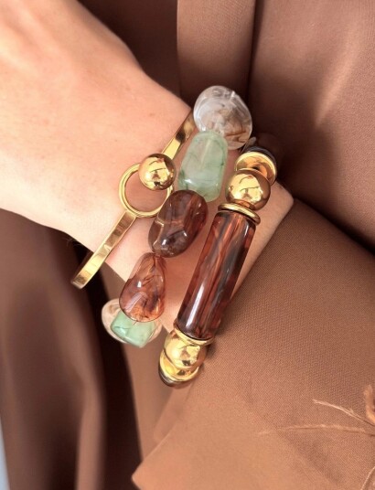 Bud to rose Prisma Resin Bracelet Green/Brown Multi/patterned ONE SIZE Bud to rose Prisma Resin Bracelet Green/Brown Multi/patterned ONE SIZE