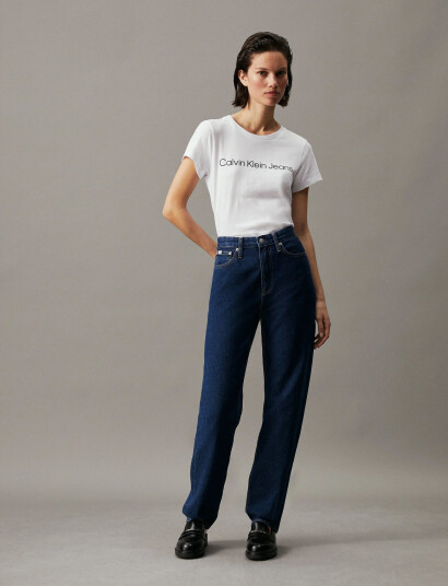 Calvin Klein Jeans Core Instit Logo Slim Fit Tee - White - L