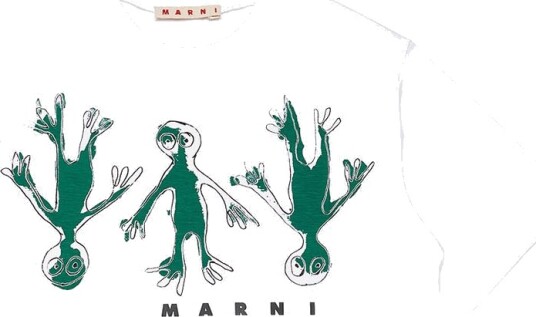 Marni T skjorte   Hvit/Grønn   Marni   8 år 128   T skjorte
