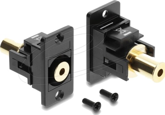 Delock Audiokopling Minijakkstereo 3,5 Mm 4-Pols Hunn Til Minijakkstereo 3,5 Mm 4-Pols Hunn Svart Panelmontering