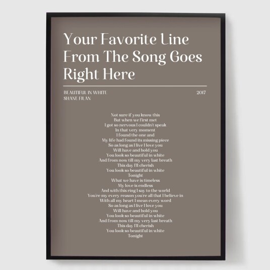 Namly Design Personalisert Plakat Dine Favoritt Sangtekster POSTERT7FOUJ