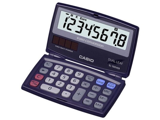 Casio Sl-100Ver, Lomme, Skjerm, 8 Sifre, Vippbar Skjerm, Batteri, Blå