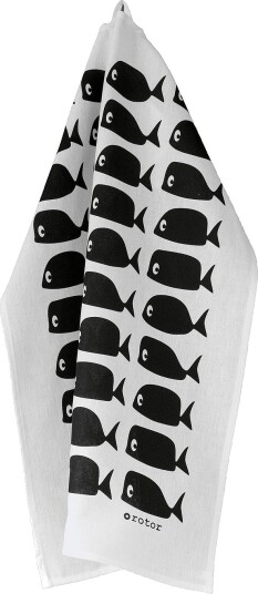 Rotor design   Kjøkkenhåndkle Whale   Hvit