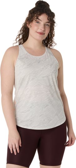 Asics Women's Fujitrail Tank Cream/Rainstorm Grey M