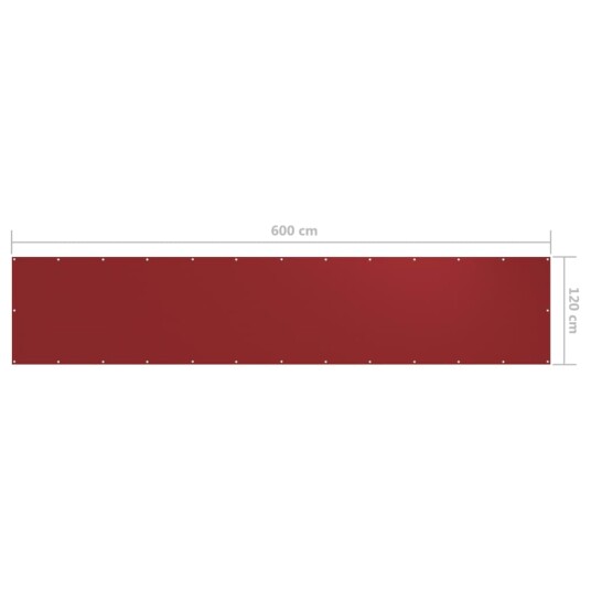 vidaXL Balkongskjerm rød 120x600 cm oxfordstoff