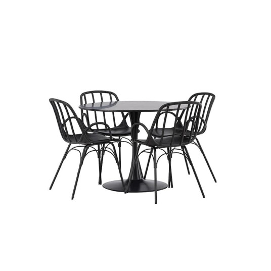 Venture Home Spisegruppe Venture Home Glade Ø 100 cm med 4 Dyrön Stoler GR23134
