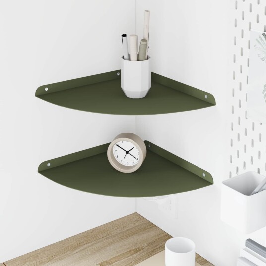 vidaXL Flytende hylle med hylle 2 pcs Olivengrønn 30 x 30 x 2 cm