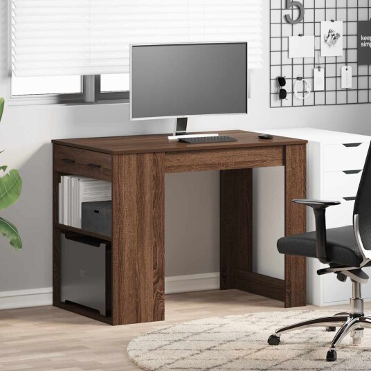 Skrivebord med skuff og hylle 102x62x77,5 cm konstruert tre 8721158575715