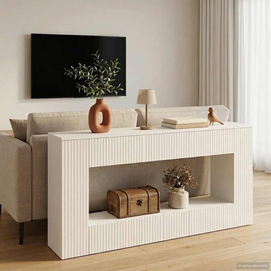 vidaXL Konsollbord Stripete Hvit 155 x 29 x 74 cm Konstruert tre
