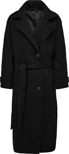 Weekday Sansa Belted Woolblend Coat - BLACK - XS