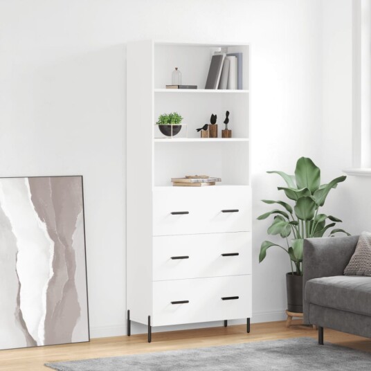 vidaXL Highboard hvit 69,5x34x180 cm konstruert tre 8720845927561