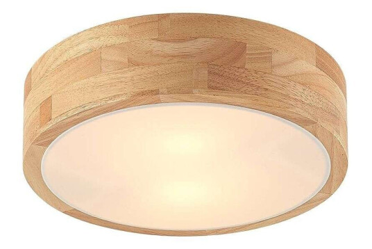 Lindby Tanju taklampe, eiketre, Ø 30 cm